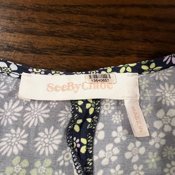 See By Chloe Floral Spring Shift Puff Short Sleeve Mini Dress Vacation Size 38/6 - Picture 11 of 13